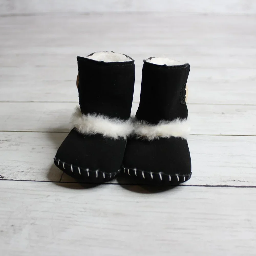 Baby Girl's Winter Booties Size 1 2 0-6 Months Black Boots